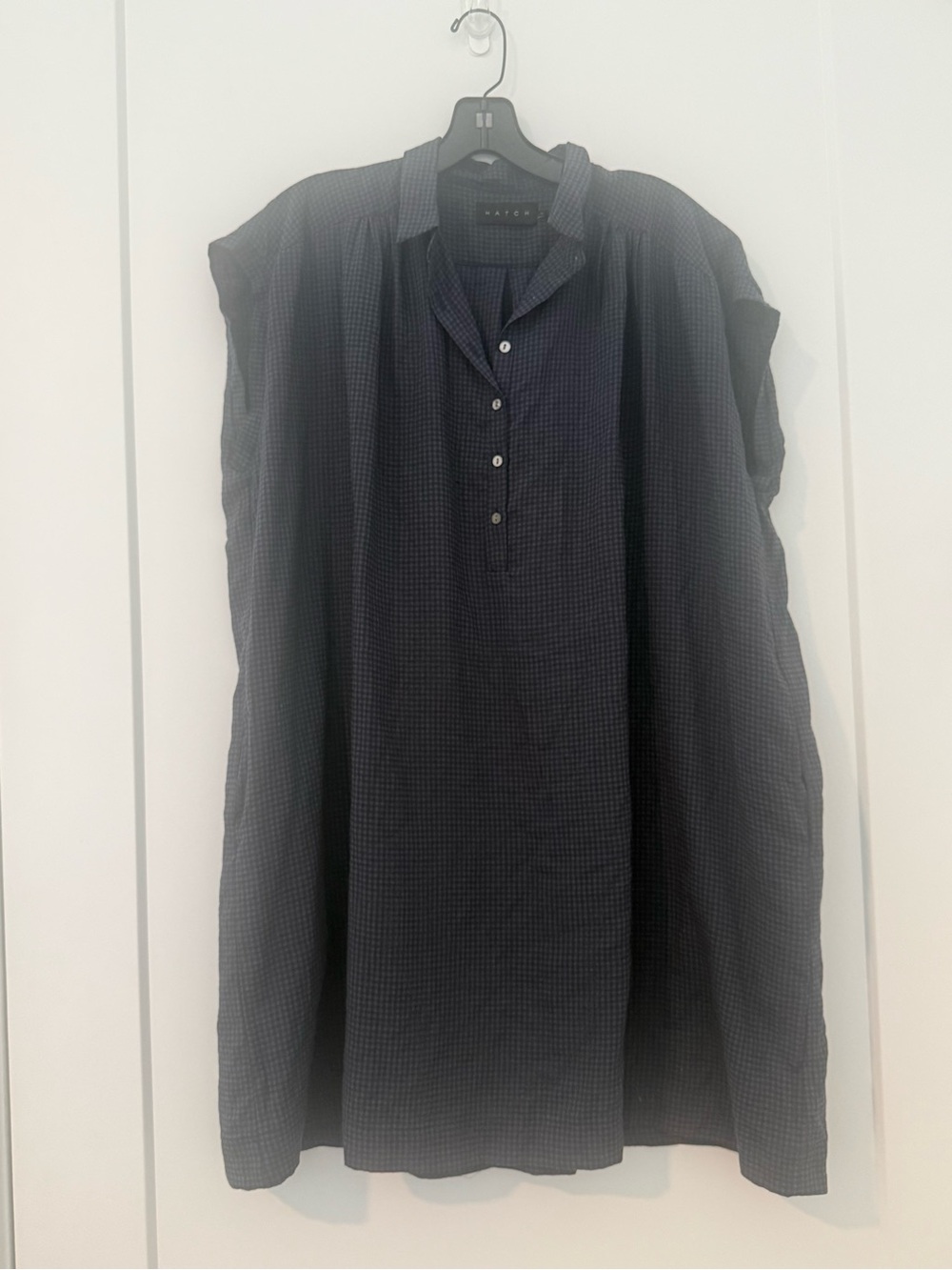 Hatch Navy Textured Short-Sleeve Button-Front Dress Shirt